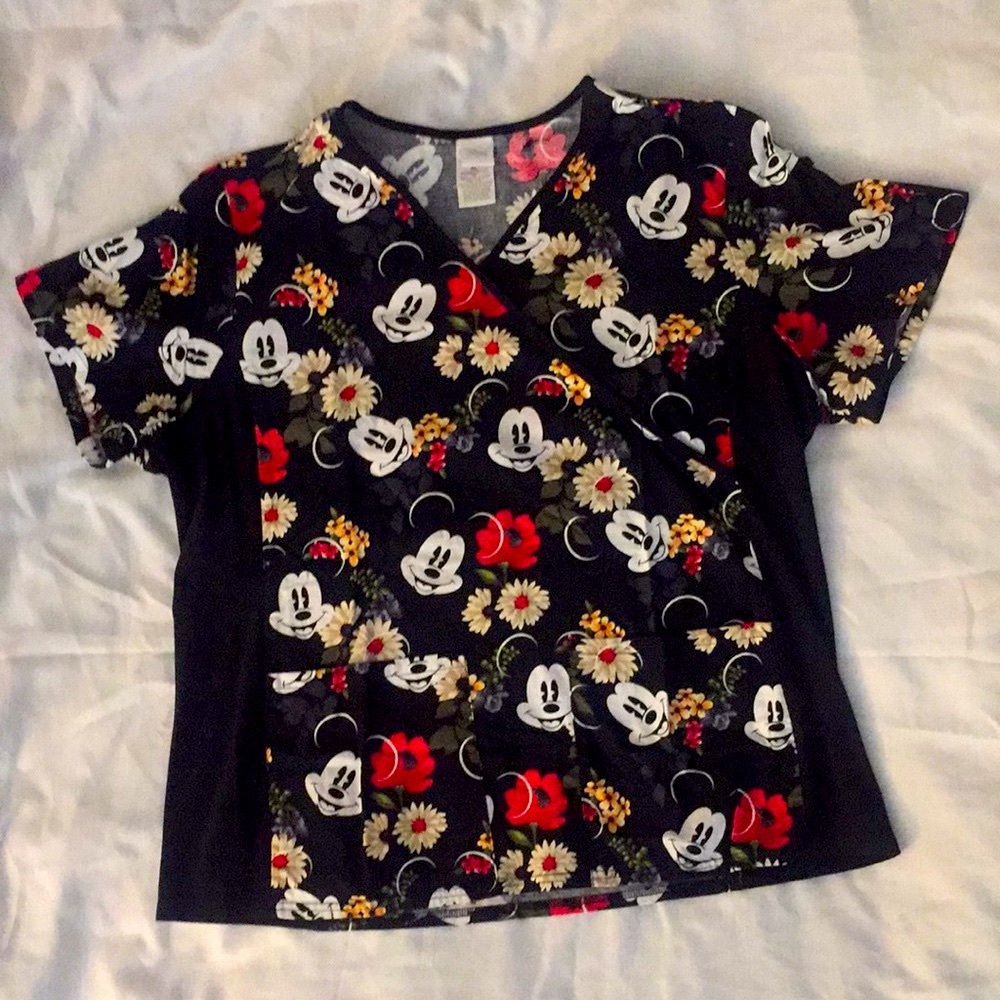 Disney Mickey Mouse Floral Scrub Top XL